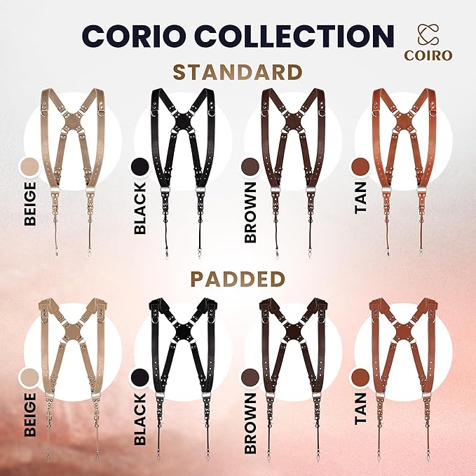 C Coiro Camera Harness for 2 Cameras Dual Shoulder Leather Camera Strap for DSLR/SLR, Camera Straps for Photographers