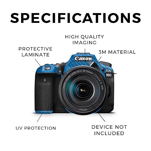 Carbon Fiber Camera Skin Compatible with Canon EOS 90D Camera (2019) - Solid Blue - Premium 3M Vinyl Protective Wrap Decal Cover - Easy to Apply | Crafted in The USA by MightySkins