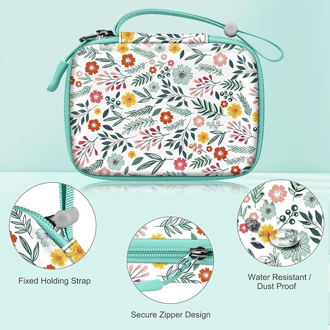 FINTIE Kids Camera Case Compatible with Goopow/Seckton/Dylanto/Mgaolo/Masterbee/CIMELR/Desuccus Kids Digital Camera Toys, Children Carrying Bag, Birthday Festival Gift, Spring Bloom