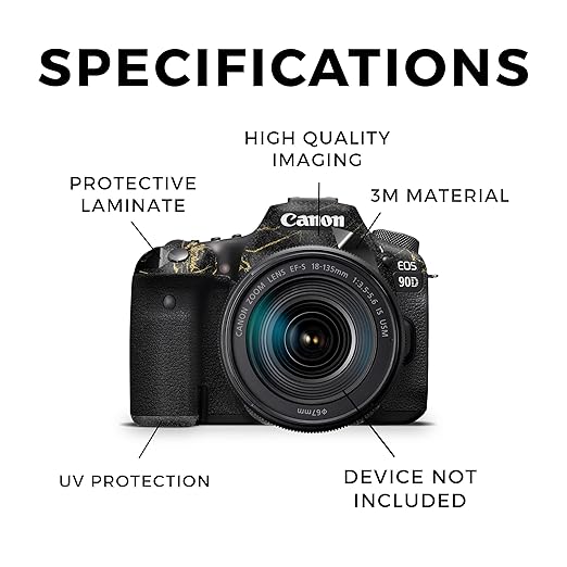 Glossy Glitter Camera Skin Compatible with Canon EOS 90D Camera (2019) - Black Gold Marble - Premium 3M Vinyl Protective Wrap Decal Cover - Easy to Apply | Crafted in The USA by MightySkins