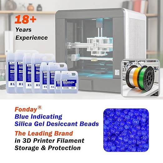 8LBS Fonday Blue Indicating Silica Gel Beads Desiccant Moisture Indicating Blue to Pink Reusable Industry Standard Bead Size 3 to 5mm