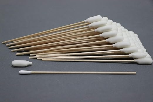 Ci Kyan 100pcs 6" Cleanroom Large Foam Over Cotton Bud Tipped Cleaning Swabs with Wooden Handle CK-FS916