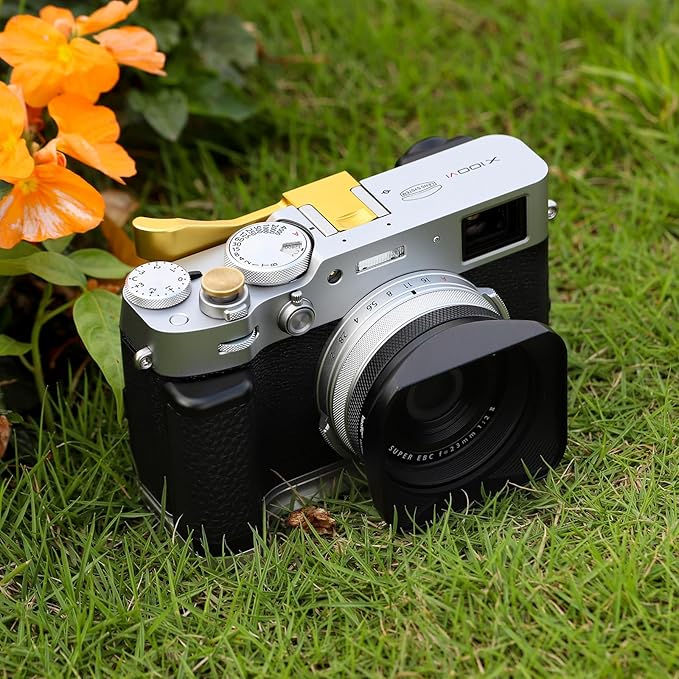 Haoge THB-XVG Metal Thumb Up Rest Hand Grip for Fujifilm X100VI Fujinon X100V Camera Accessories Gold Hot Shoe Thumb Up