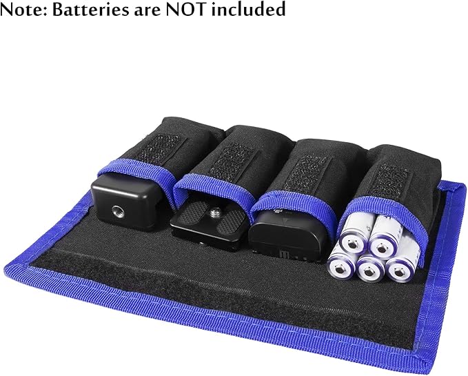 Meking 2 Pcs DSLR Battery Case Holder Storage Bag (4 Pocket) for AA/AAA Battery and LP-E6 LP-E8 LP-E10 LP-E12, EN-EL14 EN-EL15, NP-FW50 NP-F550 NP-FM500H (Gray+Blue)