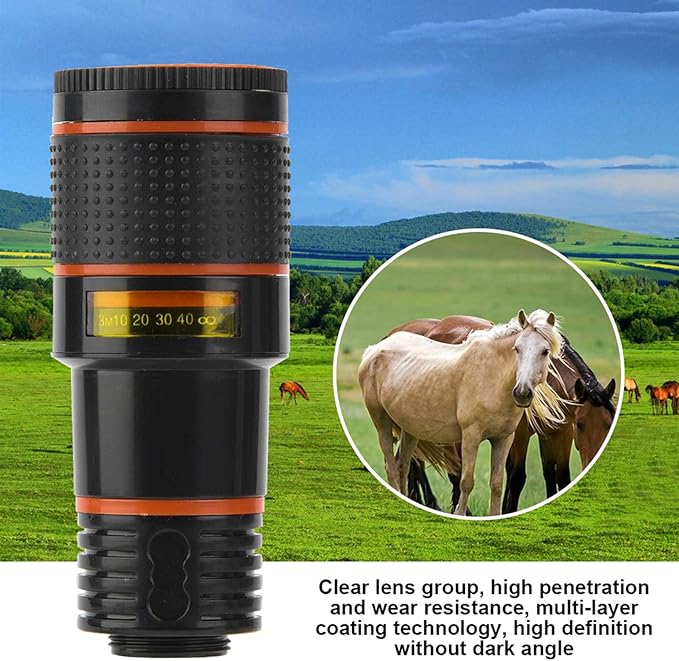 12X Universal Telephoto Lens for Smartphone, Macro Lens with Clip, Telescopic Focusing, Fixed Focus, 70 Real Angle of View