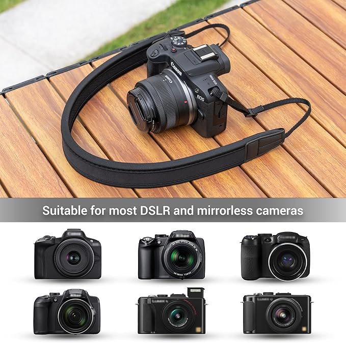 Soft Camera Shoulder Neck Strap with Thinner Lanyard for Canon EOS R50 R50 V R100 R10 R6 Mark III II R5 Mark II R50V R7 R8 M50 Mark II Xhalf ZV-E10 II ZVE10 II ZV-E1 Lumix S1IIE S9 & Compact Cameras