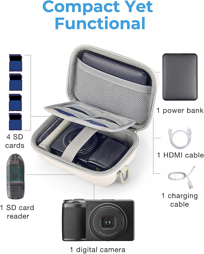 BAGSMART Digital Camera Case, Waterproof & Protective Small Camera Bag with 2 Carrying Ways, Lightweight Camera Sling Bag for Canon PowerShot ELPH 180/190 / Sony DSCW800/DSCW830 - Beige