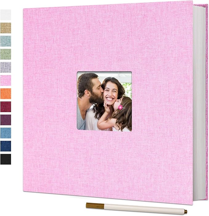 Vienrose Large Photo Album Self Adhesive for 4x6 8x10 10x12 Pictures Linen Scrapbook Album DIY 40 Blank Pages with A Metallic Pen