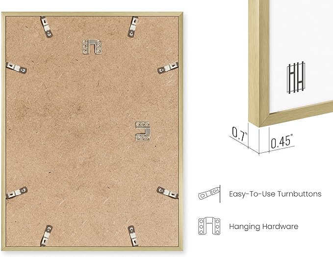 HAUS AND HUES 12x16 Gold Picture Frames - Modern, Metallic Wall Decor for Bedroom, Living Room, Office Poster Display - Gold 12x16 Poster Frames