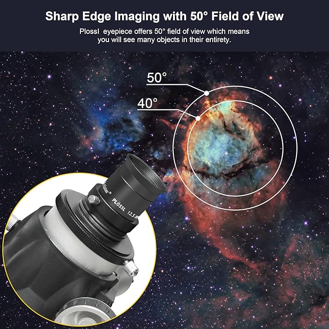 Alstar 1.25 Inch Plossl Telescope Eyepiece - 12.5mm Fully Multicoated Optical Lens for 1.25inch Astronomic Telescope and Astronomy Filters - 4 Element Plossl Design