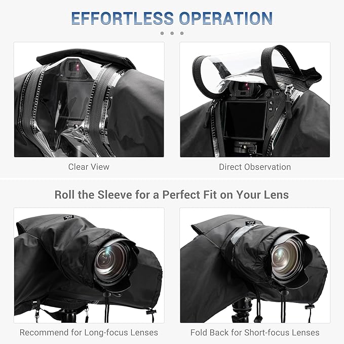 Mirrorless Camera Rain Cover with Openable Viewing Window & Strap Mountable Design Waterproof Camera Sleeve Protector for Canon EOS R6 R5 Mark II R8 R7 Rp for Nikon Z6III Z6II Z7II Z8 Z5 Z50II Zf