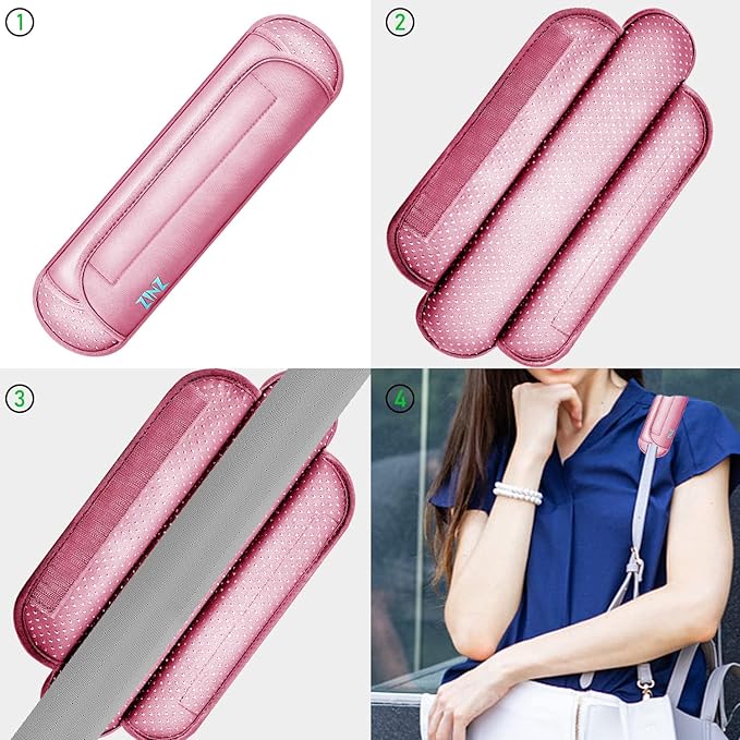 ZINZ Universal Shoulder Pad with Ultra Thick Cushion for Bag Luggage Bag Crossbody, Plus Long & Anti-Slip & Breathable,Pink