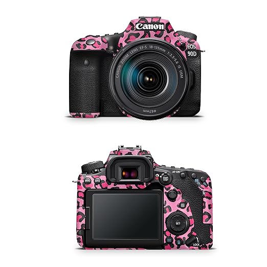 Glossy Glitter Camera Skin Compatible with Canon EOS 90D Camera (2019) - Pink Leopard - Premium 3M Vinyl Protective Wrap Decal Cover - Easy to Apply | Crafted in The USA by MightySkins