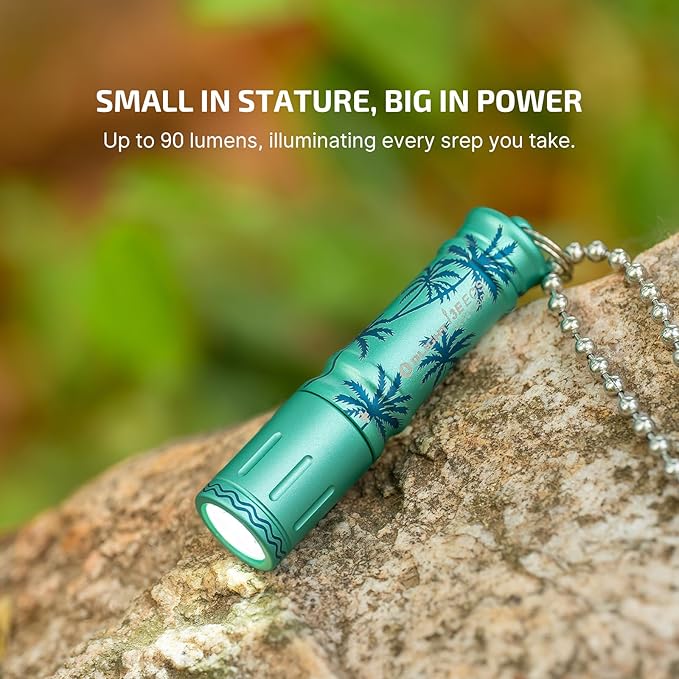 OLIGHT i3E EOS PMMA TIR Lens AAA EDC Flashlight 90 Lumens Compact Keychain Flash Light for Night, Camping (Summer Palm)
