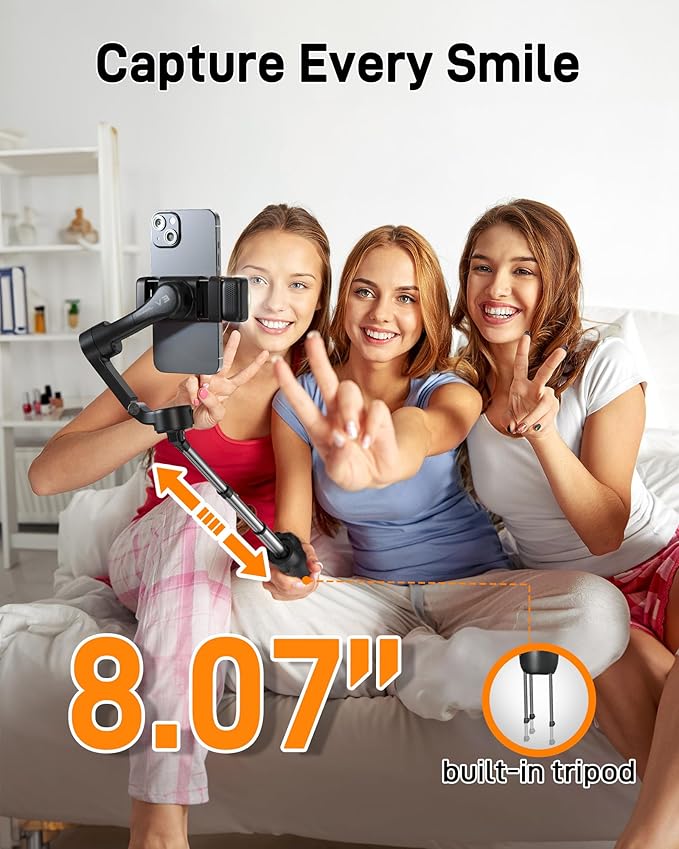 hohem iSteady V3 Gimbal Stabilizer for iPhone, 3-Axis Phone Gimbal, Magnetic AI Tracker, Built-in Extendable Rod & Tripod, Detachable Remote Control, Gimbal Stabilizer for Travel, Vlog, TikTok