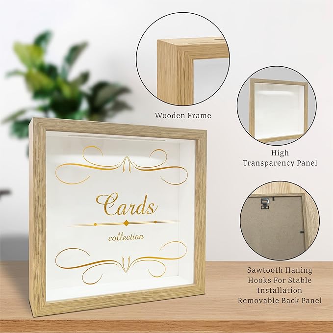 8"x 8" Cards Collection Shadow Box Photo Frame - Decorative Wooden Keepsake For Preserving -Everything I Want To Remember- Display Memory Box For Greeting Cards,Tickets, Invitations Keepsake Gifts-A01