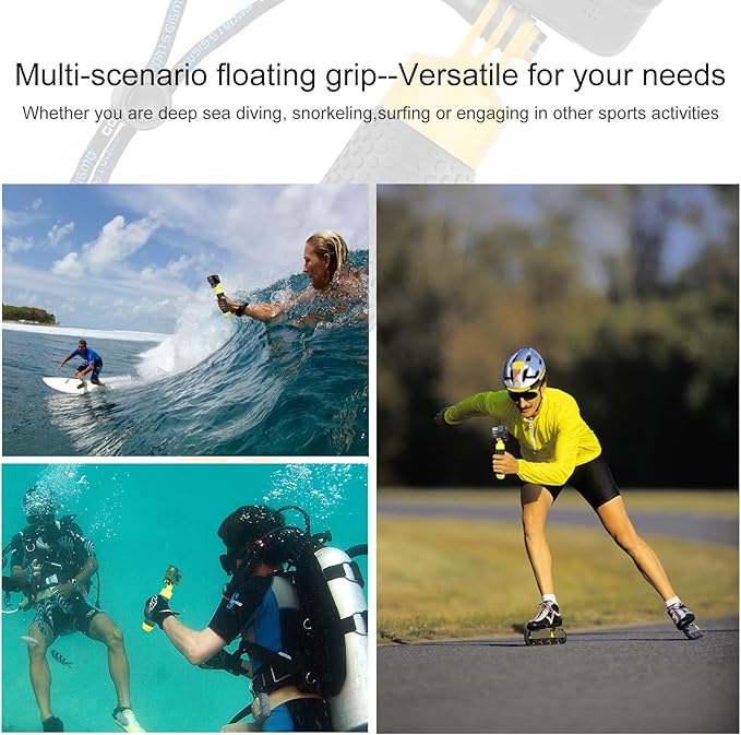 YALLSAME Floating Hand Grip Underwater Handle Mount with Detachable Tripod Stand for GoPro Hero 13 12 11 10 9 7 8 6 5 4 Max Mini Session DJI Action Camera Ideal for Diving Snorkeling Swimming Sport