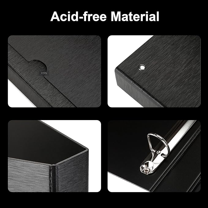 Acid Free Film Protector Storage Box Set 3 Ring Film Negative Binder for Standard 135 35mm 120 4x5 8x10 Negative Pages Film Bag(Black)