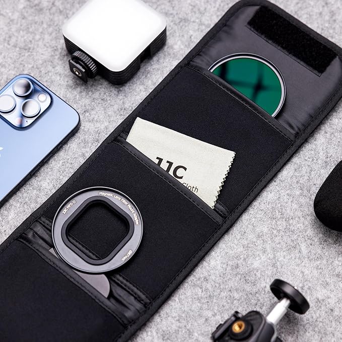 67mm CPL Filter, Lens Filter Adapter Pouch Set for iPhone 16 15 14 Pro Pro Max Plus, Magnetic Phone Lens Filter Ring with 1/4-20" & Cold Shoe Mount Pull-Out to Fit 17 Pro Max
