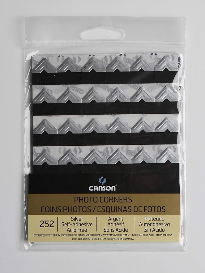 Canson Self Adhesive Photo Corners, Silver, 252-Pack (100510405)