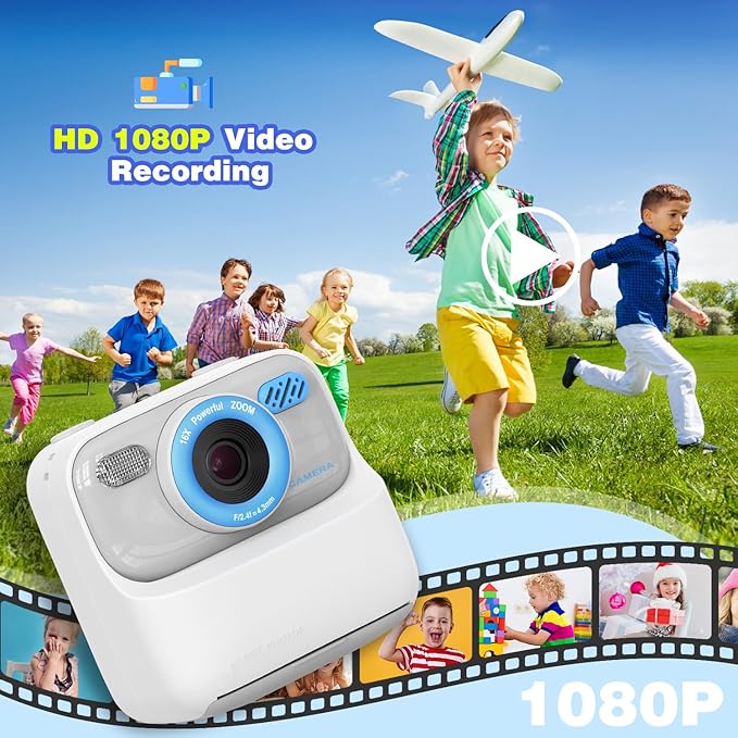 masterbee Kid Camera Instant Print Photo, Birthday Gifts for Girls and Boys, Kids Digital Camera Toys, 1080P HD Video, 3 4 5 6 7 8 9 10 11 12 Year Old Boy Gifts/Girl Gifts