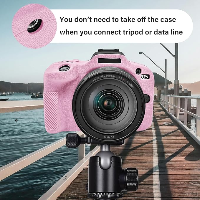 EOS R100 Camera Case Accessories Kit - Silicone Protective Case for Canon eos R100[Pink] & LCD Screen Protector for Canon R100[2 Packs] & Camera Hot Shoe Cover for R100