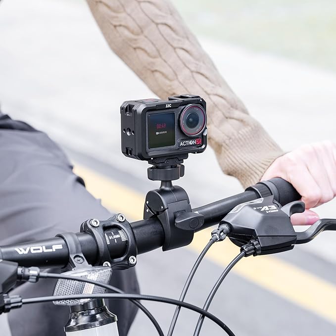 JJC Magnetic Bike Pole Mount for DJI Osmo 360 Action 5 4 3 Accessories, with Ball Head Mini Handlebar Bike Pole Mount Motorcycle Clamp Mount, Lightweight ABS Crab Pole Clamp for Round Pipe Tube Desk