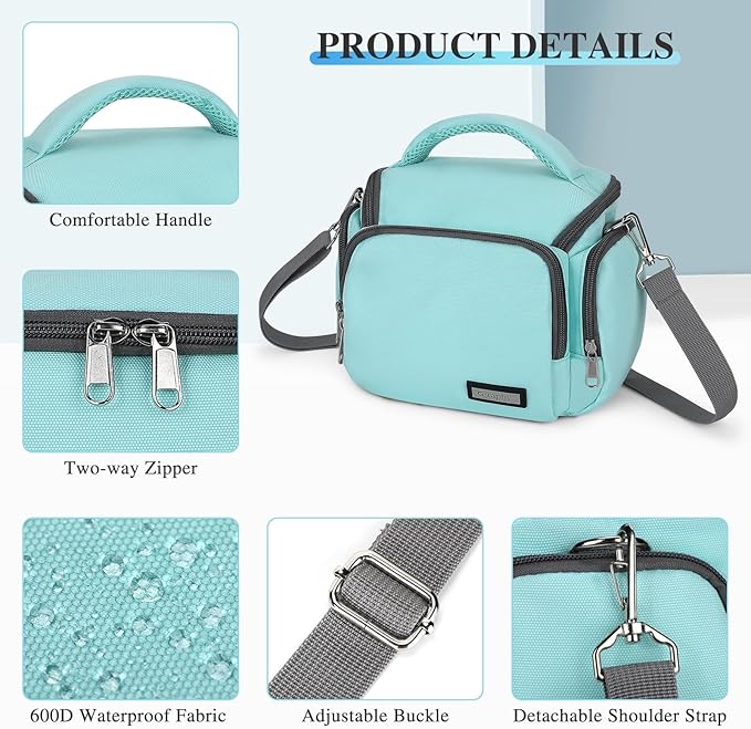 G-raphy Camera Bag Case Compact Lightweight Shoulder Crossbody Sling Photography Bags for Nikon Canon Sony DSLR SLR Mirrorless with Removal Straps Mint