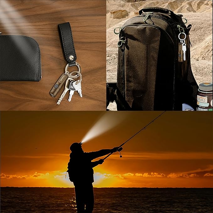 S15 Keychain Flashlight- Super Bright 650 High Lumens,UCB C Rechargeable EDC Pocket Flashlight,Mini Flashlight-Light with Magnetic Suitable for Hiking, Emergency (Brown)