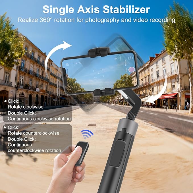 Gimbal Stabilizer for iPhone and Android, Auto Face Tracking Tripod 360 Rotation, Selfie Stick with Gimbal Stabilizer, 71” Phone Stabilizer with Remote Control & Light for Vlog Video Recording