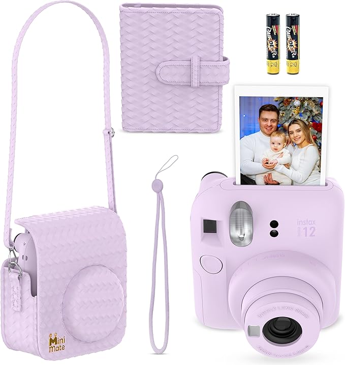 Fujifilm Instax Mini 12 Instant Camera Lilac Purple + Minimate Custom Designed Case + Fuji Instax Film 10 Sheets & Photo Album