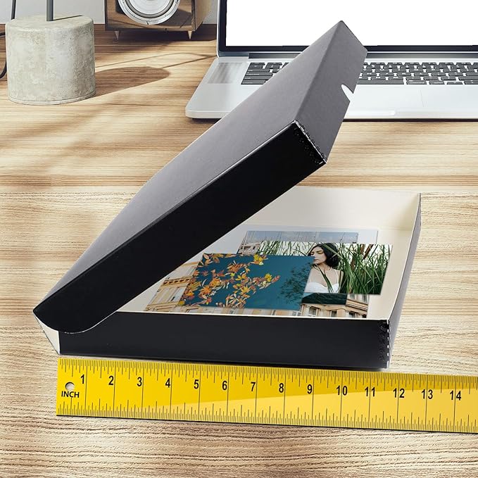 Golden State Art, Archival Folio Storage Box 11x17, Clamshell Design with Metal Edge, Preserve And Store Photos Documents Cards Prints Arts Crafts DIY, Black