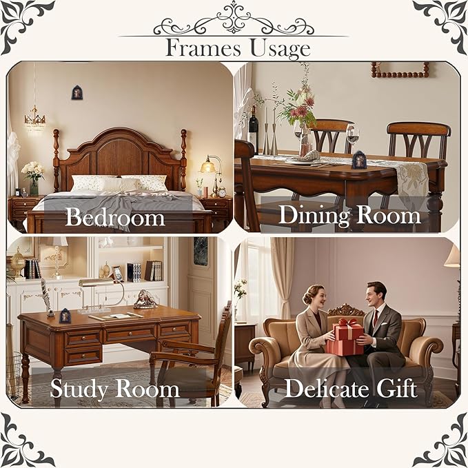 Vintage Picture Frames 2.5x3.5 Ornate Black Antique Picture Frames for Wall and Tabletop Vintage Photo Frame Victorian Home Decor Gallery Wall Decor in Arch Shape