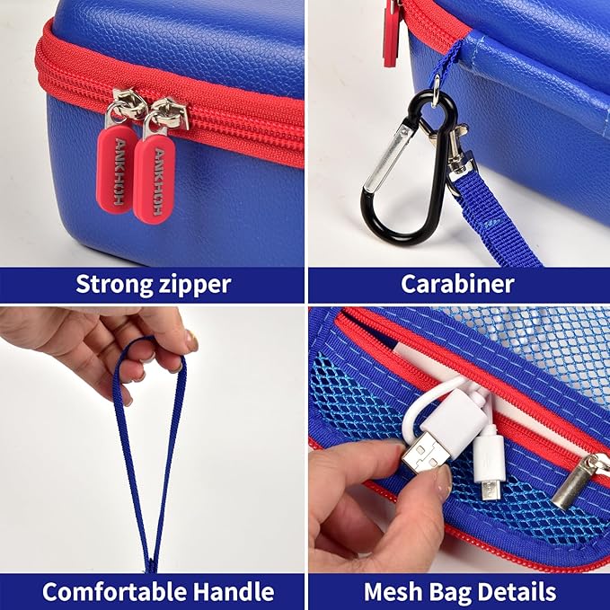 ANKHOH Digital Camera Case for Polaroid Go Generation 2 Gen 2/9035/9071/9070 Instant Mini Camera, Instax Film Cameras Storage with Mesh Pocket for Photo, Stickers (Box Only) (Blue)