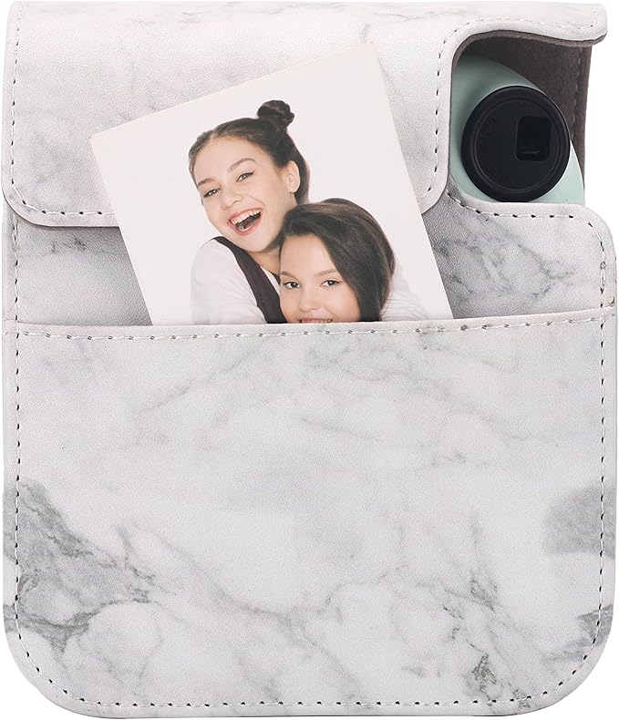 Frankmate Protective Case Compatible with Mini 12 Instant Film Camera with Accessory Pocket and Adjustable Strap (Marble)