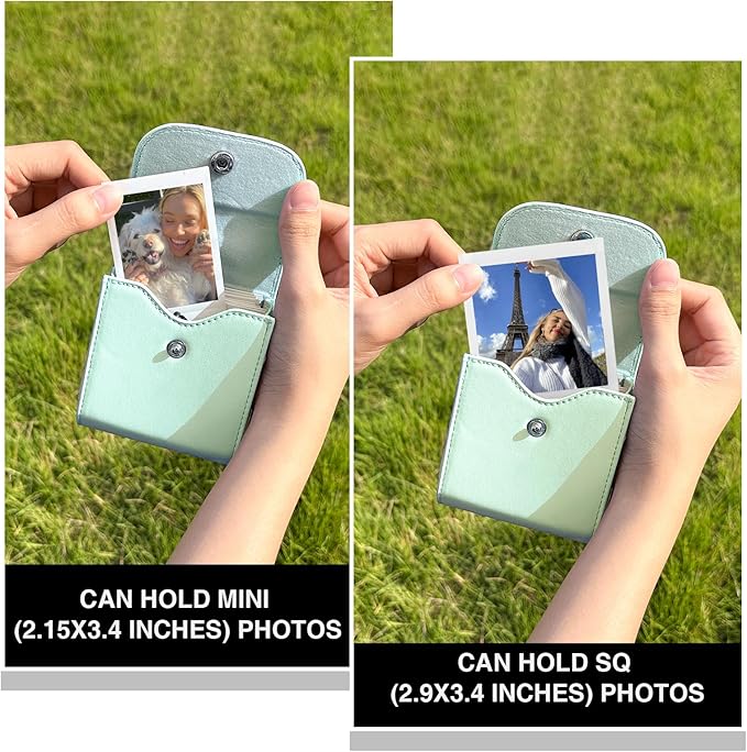 WOGOZAN Square Album for Fujifilm Instax Square/SQ1/SQ40/SQ6/SQ10/SQ20/SP-3 Instant Camera 2.9x3.4 Inch Films for Instax Square Film, Photo Album for Polaroid Mini Pictures, SQ Photo Pouch Bag (Green)