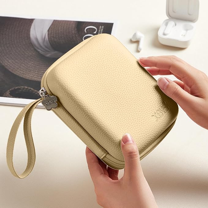 Charger Case for Macbook, Portable Tech Electronic Organizer Bag,Travel Storage Pouch for Laptop Accessories, MacBook Power Adapter, Charging Cords, USB Drives, Power Bank (Light Khaki, L)