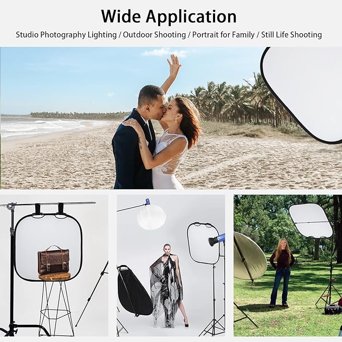 Selens 32 Inch Photography Reflector with Handle, 5 in 1 Collapsible Square Reflectors for Photo Studio Video Outdoor Accessories