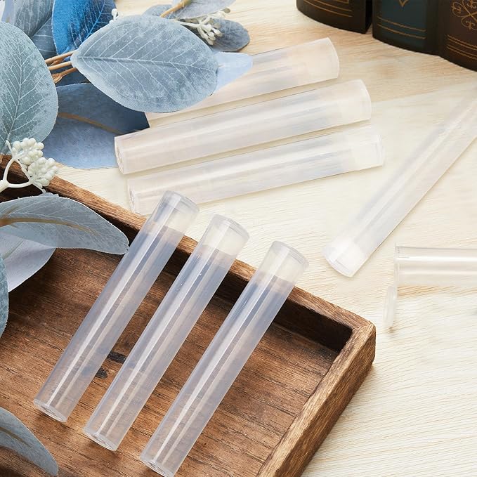 Frienda 150 Pcs Clear 116 mm Plastic Tube Container with Lids Bulk Waterproof Sealing Container with Lids