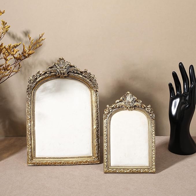 2pcs Gold Resin Jewelry Display Stand,Vintage Jewelry Holder Photo Frame Earring Holder,Velvet Necklace Tray Resin Jewelry Photography Props or Jewelry and Collectibles