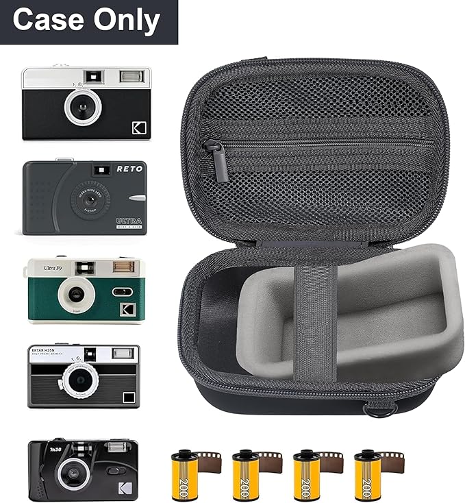 Leayjeen Digital Camera Case Compatible with KODAK EKTAR H35 Half Frame Film Camera and 35mm Kodak Ultramax 400 Color Print Film, Designed with EVA Hard Shell (Case Only) Black