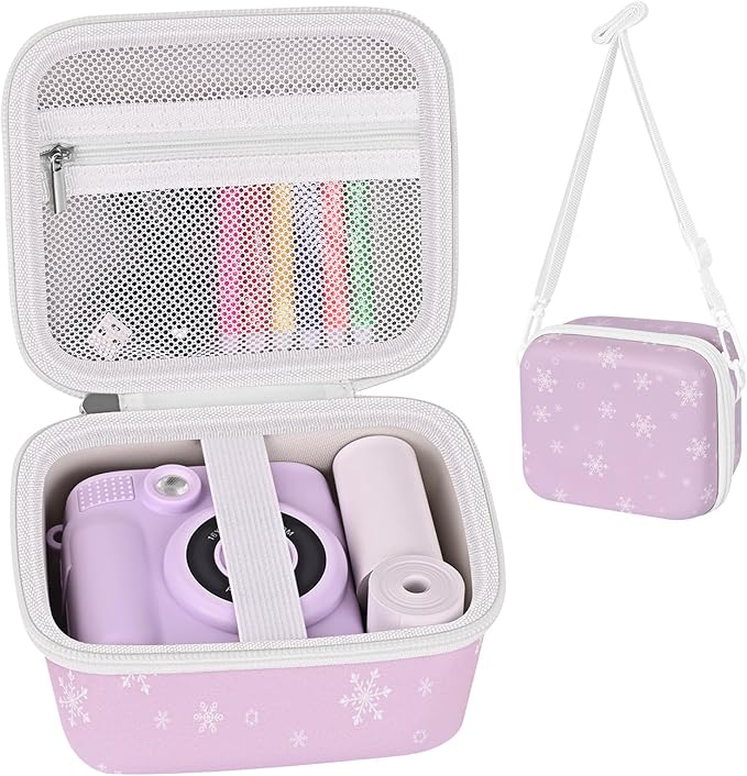 Kids Instant Print Camera Case Compatible with Dylanto/Gofunly/DUDUDRAGON/ESOXOFFORE Kids Camera, Prints Paper Water Color Pen Storage Case Birthday Gift