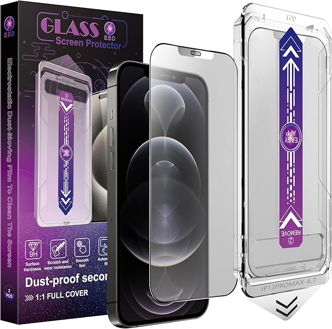 CHISHA 2-Pack Matte Screen Protector for iPhone 12 Pro Max — Anti-Glare, 9H, Auto Dust Removal