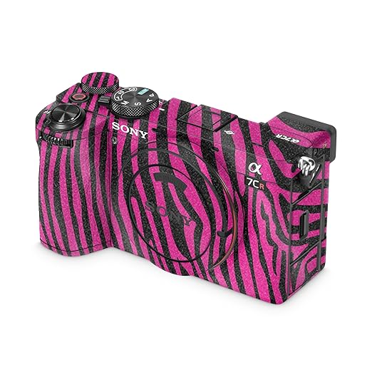 Glossy Glitter Camera Skin Compatible with Sony Alpha 7CR Camera (2023) - Pink Zebra - Premium 3M Vinyl Protective Wrap Decal Cover - Easy to Apply | Crafted in The USA by MightySkins