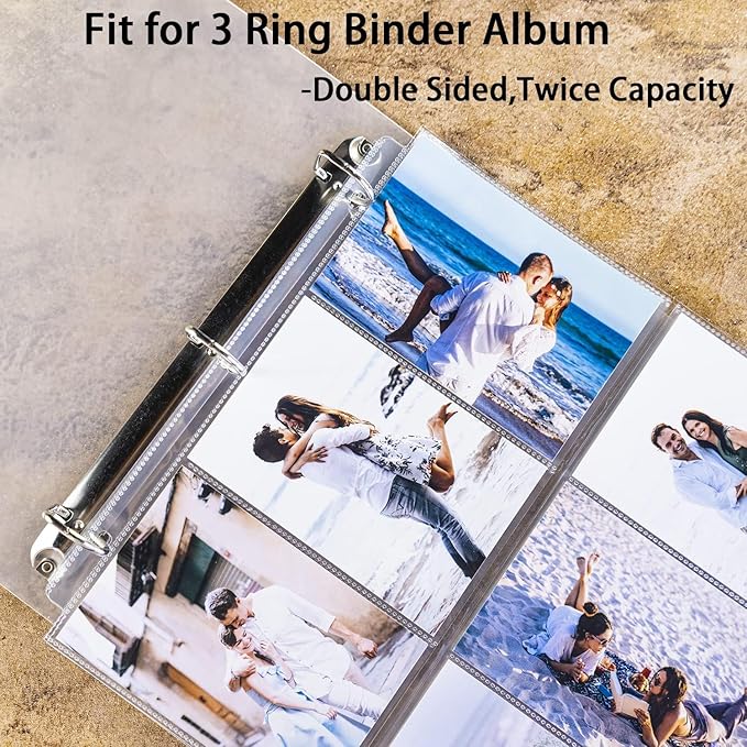 Zofly 20 Pack 4x6" Photo Album Refill Pages, 12x12, 240 Pockets, Double-Sided, Clear, Water/Dust Proof, 3 Ring Binder Compatible