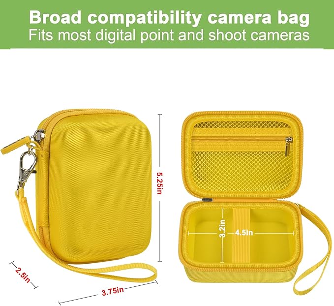 Case Compatible with VAHOIALD FHD 1080P Digital Camera/for CAMKORY Digital Point and Shoot/for Kodak PIXPRO FZ45-BK 16MP Vlogging/for IWEUKJLO/for Nsoela, Holder for SD Card More (Yellow)