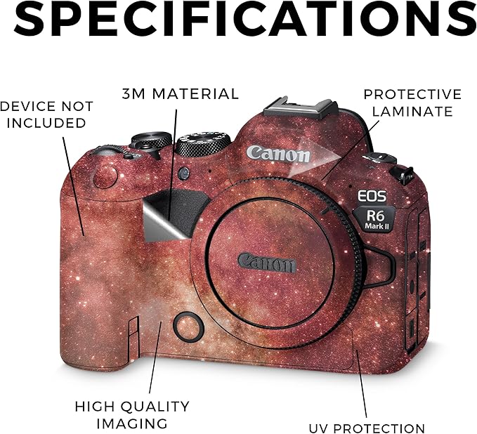 Camera Skin Compatible with Canon EOS R6 Mark II Camera (2022) - Red Stars - Premium 3M Vinyl Protective Wrap Decal Cover - Easy to Apply | Crafted in The USA by MightySkins