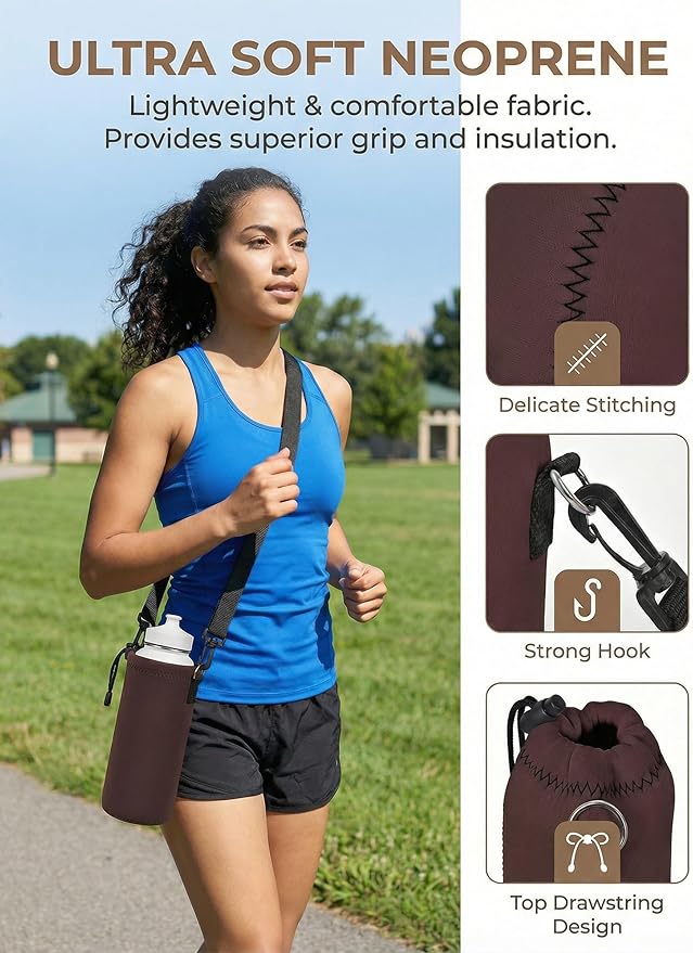 AUPET Water Bottle Bag Carrier,24oz/32oz Insulated Neoprene bottle Sling Holder Case Pouch Cover for 1000ML/750ML Bottles with Shoulder Strap for walking