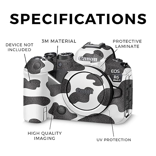 Glossy Glitter Camera Skin Compatible with Canon EOS R6 Mark II Camera (2022) - Cow Print - Premium 3M Vinyl Protective Wrap Decal Cover - Easy to Apply | Crafted in The USA by MightySkins