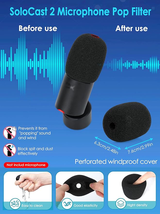 SoloCast 2 Boom Arm - Upgraded SoloCast 2 Mic Arm With SoloCast 2 Pop fifter Compatible with HyperX SoloCast 2 Microphone by YOUSHARES